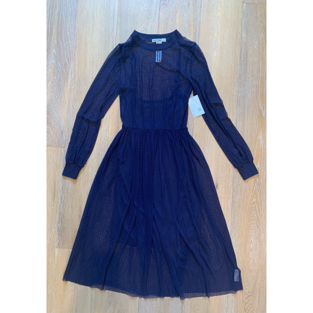 Bailey Blue Mesh Swiss Dot Midi Dress